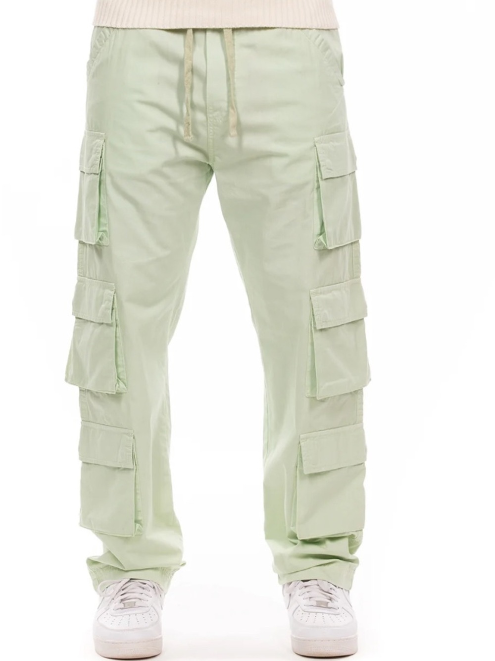 NWT Hustle Gang Smoke Green Cotton Cargo Drawstring Men Pants Size 3XL